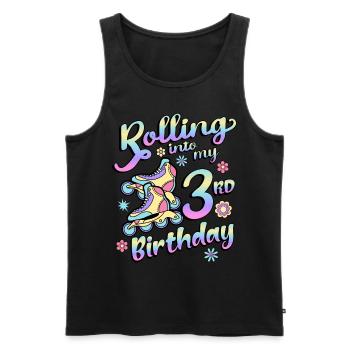 Roulant dans mon 3ème anniversaire roller skater inline - Débardeur bio Premium Homme - noir - Devant - AI Model Male 178 light (178cm)