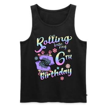 Rolling Into My 6th Birthday Quad Skater - Männer Premium Bio Tank Top - Schwarz - Vorne - AI Model Male 178 light (178cm)