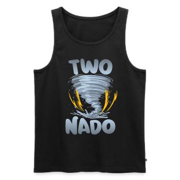 Zwei-nado warning 2nd birthday | Tornado - Men's Premium Organic Tank Top - black - Front - AI Model Male 178 light (178cm)