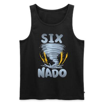 Six-nado Warning 5th birthday | Tornado - Men's Premium Organic Tank Top - black - Front - AI Model Male 178 light (178cm)