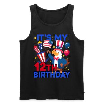Es Ist Mein 12. Geburtstag Firecracker Kid 4th Of - Männer Premium Bio Tank Top - Schwarz - Vorne - AI Model Male 178 light (178cm)