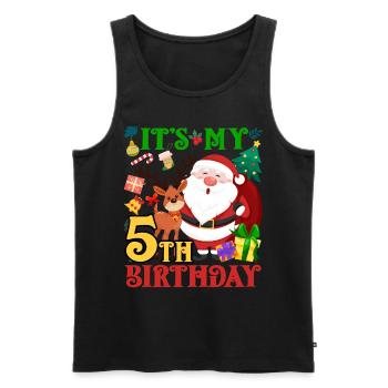 C’est mon 5ème anniversaire Père Noël - Débardeur bio Premium Homme - noir - Devant - Michal (187cm)