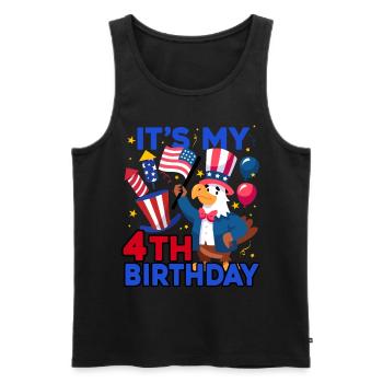 C’est mon 4ème anniversaire Firecracker Kid 4ème - Débardeur bio Premium Homme - noir - Devant - AI Model Male 178 light (178cm)
