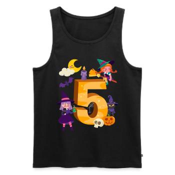 5ème anniversaire Balai de sorcière 5 ans Enfant - Débardeur bio Premium Homme - noir - Devant - AI Model Male 178 light (178cm)