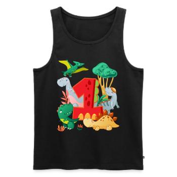Herd of cute dinosaurs 1st birthday 1 - Men's Premium Organic Tank Top - black - Front - Michal (187cm)