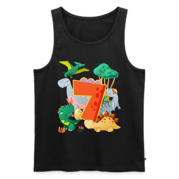Herd of cute dinosaurs 7th birthday 7 - Men's Premium Organic Tank Top - black - Front - Michal (187cm)