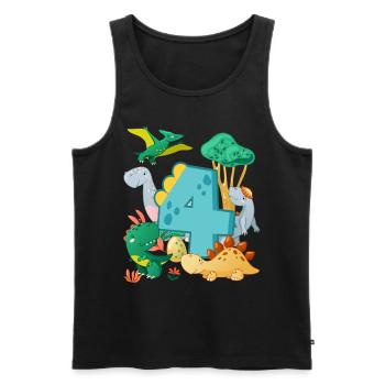 Herd of cute dinosaurs 4th birthday 4 - Men's Premium Organic Tank Top - black - Front - Michal (187cm)