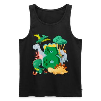 Herd of cute dinosaurs 8th birthday 8 - Men's Premium Organic Tank Top - black - Front - Michal (187cm)