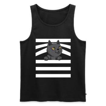 Cute cat sneaks out pet owner - Men's Premium Organic Tank Top - black - Front - Michal (187cm)