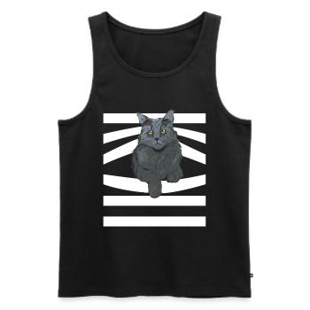Un chat mignon se faufile hors du propriétaire de l’animal - Débardeur bio Premium Homme - noir - Devant - Michal (187cm)