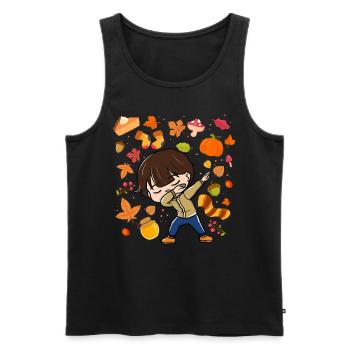 Dabs Young Automne Maple Pumpkin Saison d’automne - Débardeur bio Premium Homme - noir - Devant - AI Model Male 178 light (178cm)