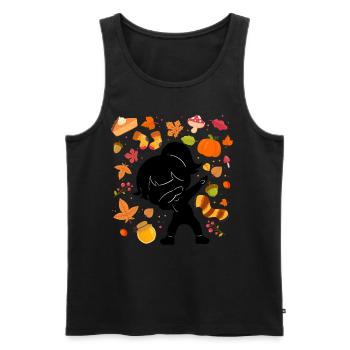 Silhouette Filles Automne Citrouille d’érable Automne - Débardeur bio Premium Homme - noir - Devant - AI Model Male 178 light (178cm)