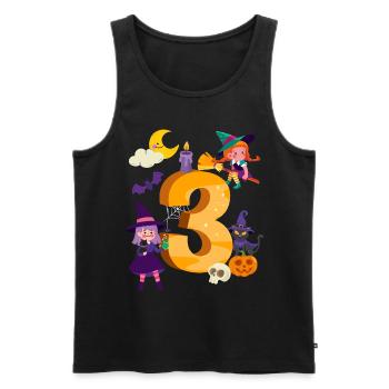 3ème anniversaire Balai de sorcière 3 ans Enfant - Débardeur bio Premium Homme - noir - Devant - AI Model Male 178 light (178cm)