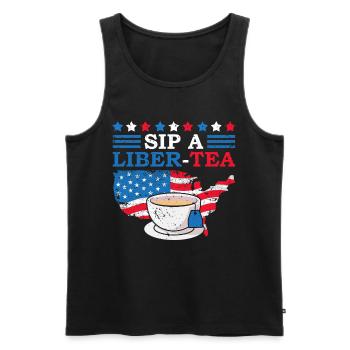 Sip A Liber-tee 4. Juli Teetrinker Independence - Männer Premium Bio Tank Top - Schwarz - Vorne - Michal (187cm)