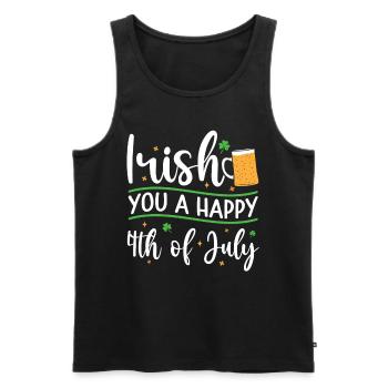 Irish You A Happy 4th Of July Green Clover - Men's Premium Organic Tank Top - black - Front - AI Model Male 178 light (178cm)