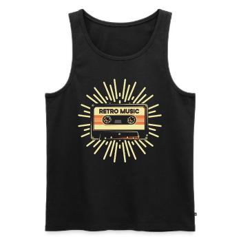 Rétro Music Vintage Cassette Lover - Débardeur bio Premium Homme - noir - Devant - Michal (187cm)