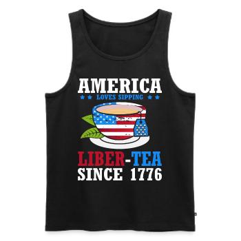 Amerika Liebt Es, Liber-tee Zu Trinken, Seit Dem - Männer Premium Bio Tank Top - Schwarz - Vorne - Michal (187cm)