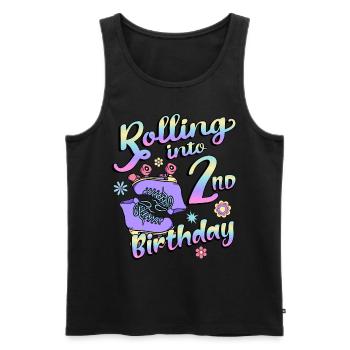 Rolling Into 2nd Birthday Quad Skater Rollschuhe - Männer Premium Bio Tank Top - Schwarz - Vorne - AI Model Male 178 light (178cm)