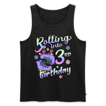 Rolling Into 3rd Birthday Quad Skater Rollschuhe - Männer Premium Bio Tank Top - Schwarz - Vorne - AI Model Male 178 light (178cm)