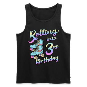 Rolling Into 3rd Birthday Quad Skater Rollschuhe - Männer Premium Bio Tank Top - Schwarz - Vorne - AI Model Male 178 light (178cm)