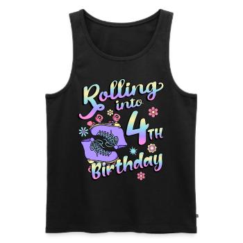 Rolling Into 4. Geburtstag Quad Skater - Männer Premium Bio Tank Top - Schwarz - Vorne - AI Model Male 178 light (178cm)