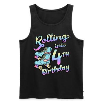Rolling Into 4. Geburtstag Quad Skater - Männer Premium Bio Tank Top - Schwarz - Vorne - AI Model Male 178 light (178cm)