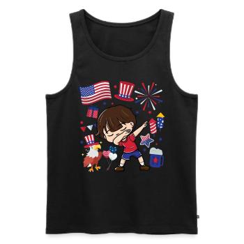 Dabbing Boy 4. Juli Unabhängigkeitstag - Männer Premium Bio Tank Top - Schwarz - Vorne - AI Model Male 178 light (178cm)