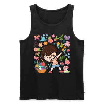 Dabbing Boy Hippie Bouquet Basket Spring - Men's Premium Organic Tank Top - black - Front - Michal (187cm)