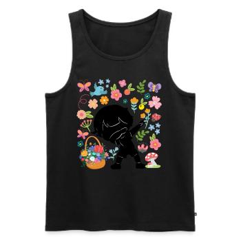 Silhouette Dabbing Boy Hippie Bouquet Spring - Men's Premium Organic Tank Top - black - Front - Michal (187cm)