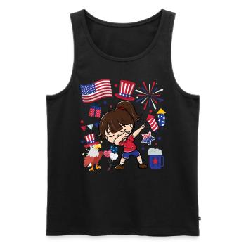 Dabbing Girl 4. Juli Unabhängigkeitstag - Männer Premium Bio Tank Top - Schwarz - Vorne - AI Model Male 178 light (178cm)