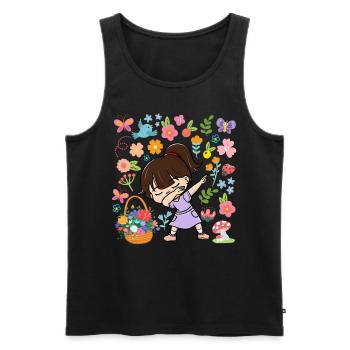 Dabbing Girl Hippie Bouquet Basket Spring - Men's Premium Organic Tank Top - black - Front - Michal (187cm)
