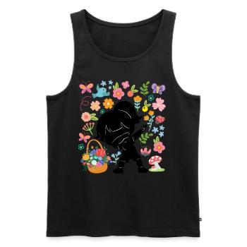 Silhouette Dabbing Girl Hippie Bouquet Spring - Men's Premium Organic Tank Top - black - Front - Michal (187cm)
