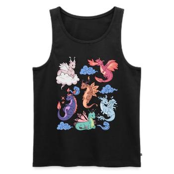 Flight of Dragons Mignon Élémentaire Mythique - Débardeur bio Premium Homme - noir - Devant - AI Model Male 178 light (178cm)