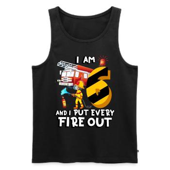 Fire Truck Fire Fighting I am 6 years old - Men's Premium Organic Tank Top - black - Front - Michal (187cm)