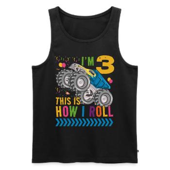 I'm 3 it's how I roll | Monster Truck - Men's Premium Organic Tank Top - black - Front - Michal (187cm)
