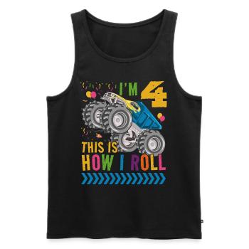 I'm 4 it's how I roll | Monster Truck - Men's Premium Organic Tank Top - black - Front - Michal (187cm)