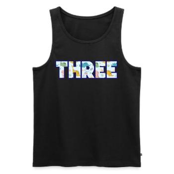 Trois ans de dinosaures colorés 3ème anniversaire - Débardeur bio Premium Homme - noir - Devant - AI Model Male 178 light (178cm)