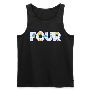 Four Years Colorful Dinosaur Flock 4th Birthday - Men's Premium Organic Tank Top - black - Front - Michal (187cm)