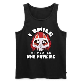 Ich Lächle Leute An, Die Mich Hassen | - Männer Premium Bio Tank Top - Schwarz - Vorne - Michal (187cm)