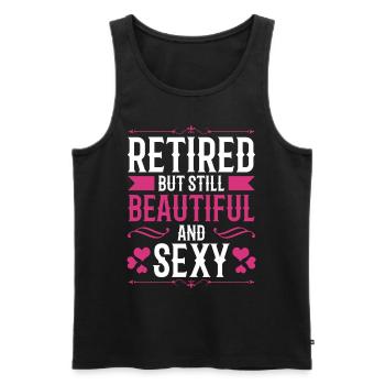Retraitée, mais toujours belle et sexy - Débardeur bio Premium Homme - noir - Devant - Michal (187cm)