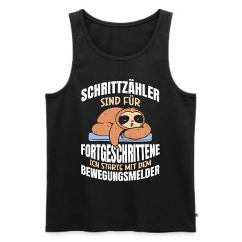SCHRITTZÄHLER SIND FÜR FORTGESCHRITTENE ICH - Männer Premium Bio Tank Top - Schwarz - Vorne - AI Model Male 178 light (178cm)