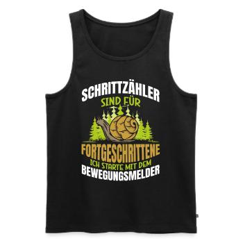 SCHRITTZÄHLER SIND FÜR FORTGESCHRITTENE ICH - Männer Premium Bio Tank Top - Schwarz - Vorne - AI Model Male 178 light (178cm)