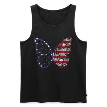 Papillon floral 4 juillet Jour de l’indépendance - Débardeur bio Premium Homme - noir - Devant - Michal (187cm)