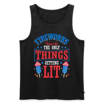 On July 4, not only fireworks will be ignited - Men's Premium Organic Tank Top - black - Front - Michal (187cm)