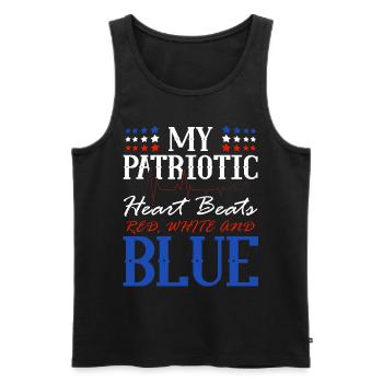 My patriotic heart beats red-white-blue - Men's Premium Organic Tank Top - black - Front - Michal (187cm)
