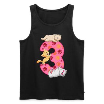 Chaton 3ème anniversaire | Chemise d’anniversaire de chat | - Débardeur bio Premium Homme - noir - Devant - Michal (187cm)