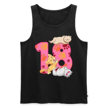 Chaton de 18e anniversaire | Chemise d’anniversaire de chat - Débardeur bio Premium Homme - noir - Devant - Michal (187cm)