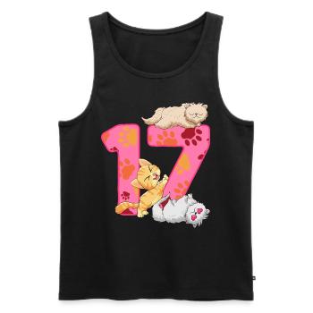 Chaton de 17e anniversaire | Chemise d’anniversaire de chat - Débardeur bio Premium Homme - noir - Devant - Michal (187cm)
