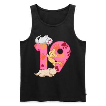 Chaton de 19e anniversaire | Chemise d’anniversaire de chat - Débardeur bio Premium Homme - noir - Devant - Michal (187cm)