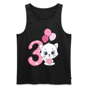 Chaton 3ème anniversaire | Chemise d’anniversaire de chat | - Débardeur bio Premium Homme - noir - Devant - Michal (187cm)